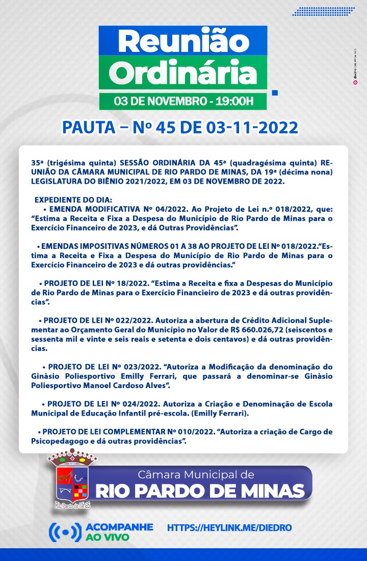 35ª Sessão Ordinária da 1ª Sessão Legislativa da 19ª Legislatura
