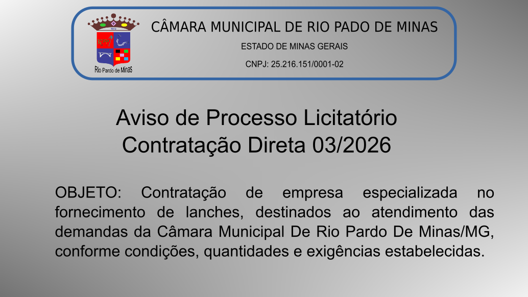 Aviso de Licitação – Contratação Direta nº 03/2026/