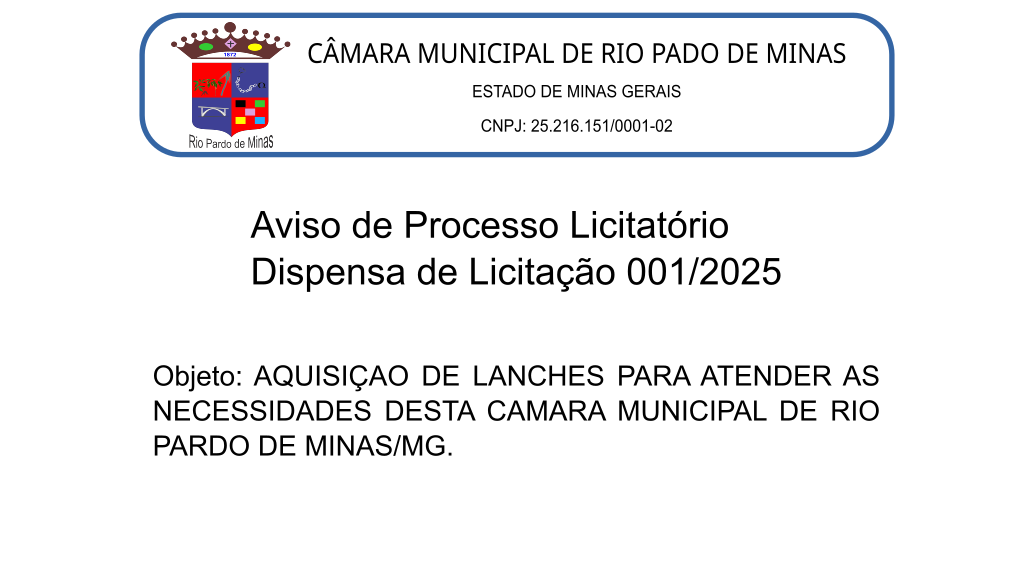 Aviso de Licitação – Dispensa de Licitação 01/2025