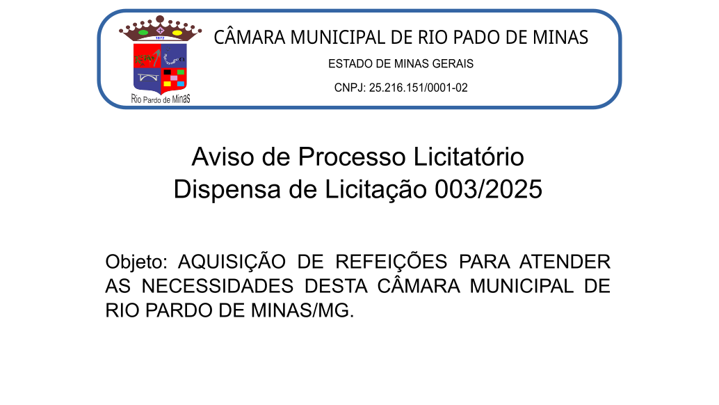 Aviso de Licitação – Dispensa de Licitação 03/2025