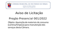 Aviso de Licitação - Pregão Presencial 001/2022