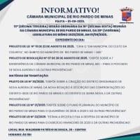 Informativo Oficial – 13ª Sessão Ordinária da Câmara Municipal de Rio Pardo de Minas